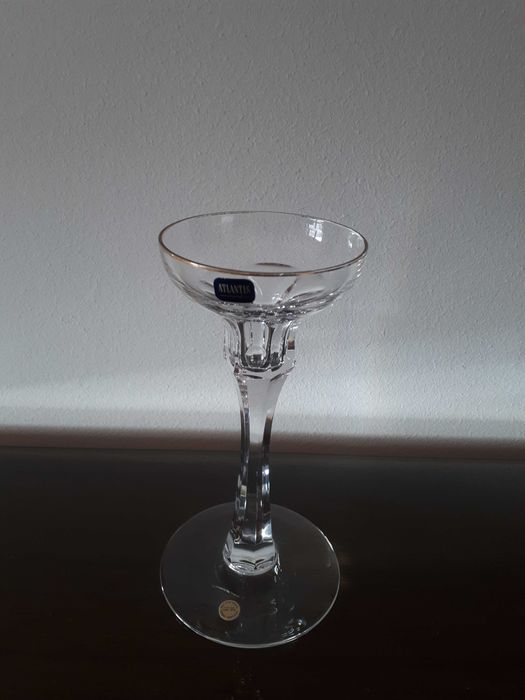 Castiçal de cristal filado a ouro marca Atlantis