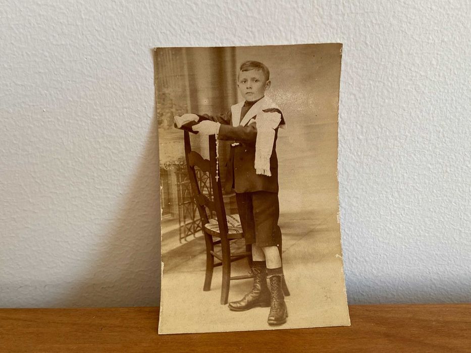 Stare Zdjęcie z Komunii Świętej Chłopiec Fotografia