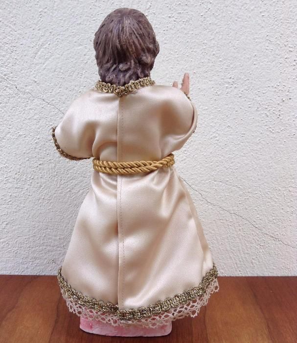 Imagem Menino Jesus madeira de castanho com vestido + base