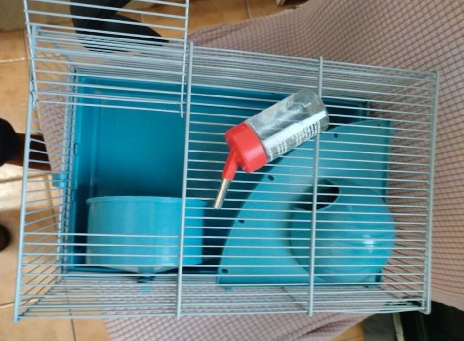 Gaiola para Hamster Azul – excelente estado mais Bebedouro Oferta