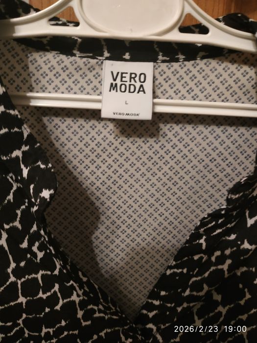 Bluzka damska szaro czarna, r L, Vero moda, używana