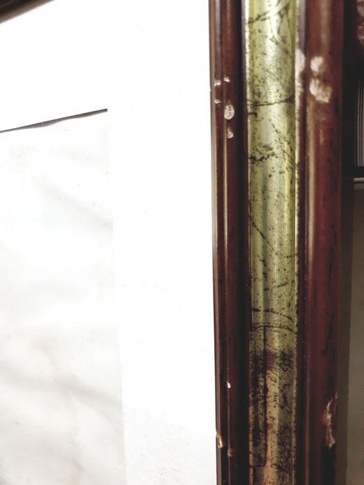 Grande antiga litografia francesa "retrato de uma mulher" emoldurada