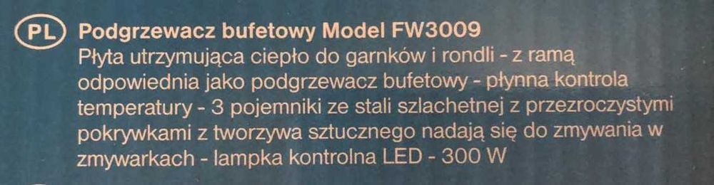 Podgrzewacz ELEKTRYCZNY potraw naczyń bufetowy ALASKA NOWY