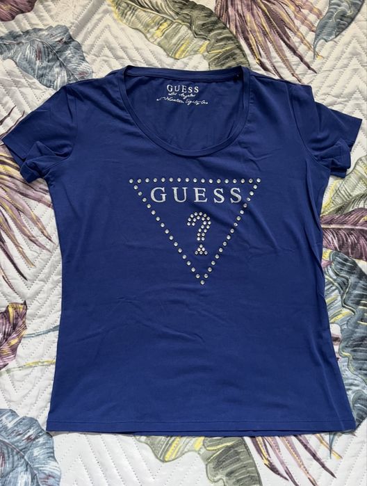 Niebieski T-shirt Guess krótki rękaw r. S
