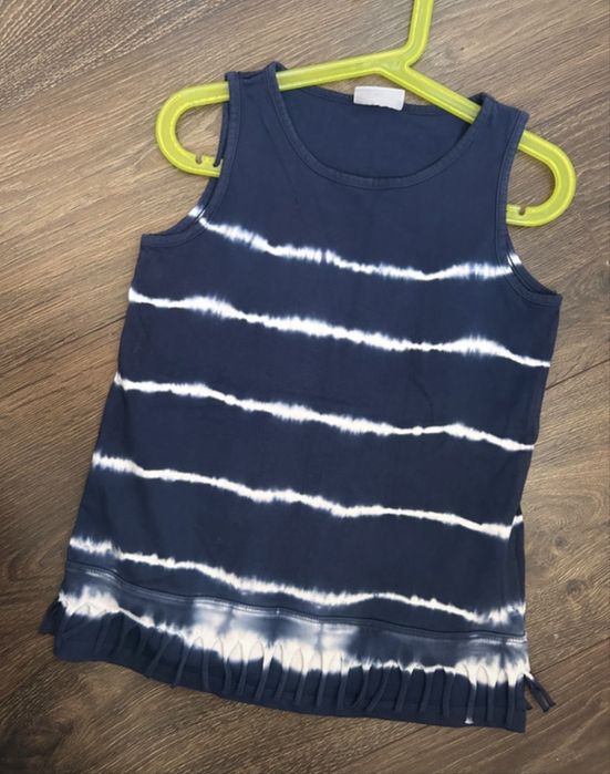 Granatowa bluzka dla dziewczynki top koszulka r. 128-134