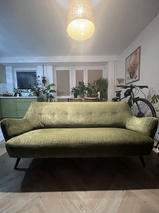 Sofa PRL zielona Vinted sztruks stylowa