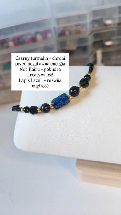 Bransoletka z czarnym turmalinem i Lapis Lazuli