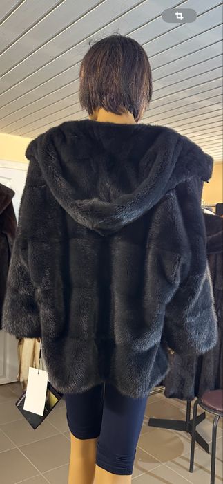 Рр 52-54. Норковая бомбер кимоно. ‘ морская волна’ Colini.