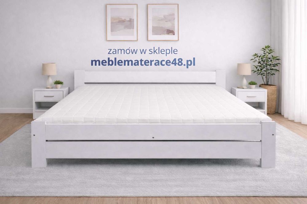 Łóżko Białe z Wygodnym materacem H-3 160x200 Pikowany