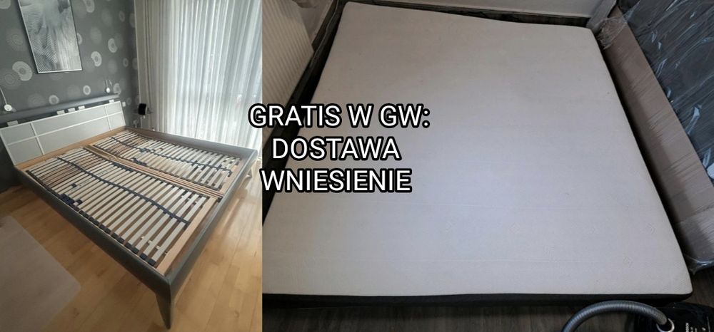 Niemieckie Łóżko 180x200 + Materac jak nowy pół roczny  18cm