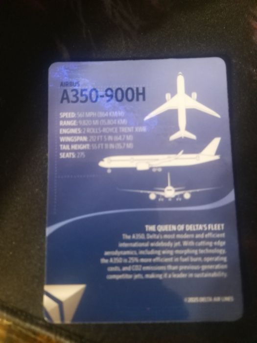 Karta kolekcjonerska samolotu A350.