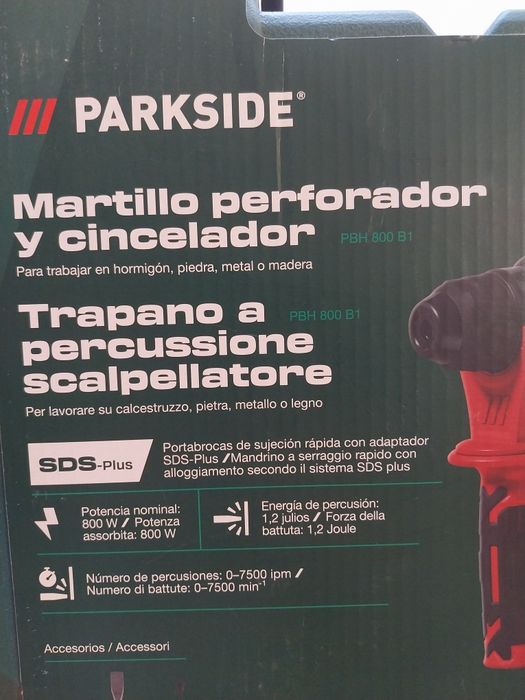 Martelo perfurador e cinzel PBH 800 B1 Parkside