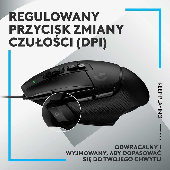Mysz gamingowa Logitech G502X HERO 25K, 11 przycisków, RGB LIGHTSYNC