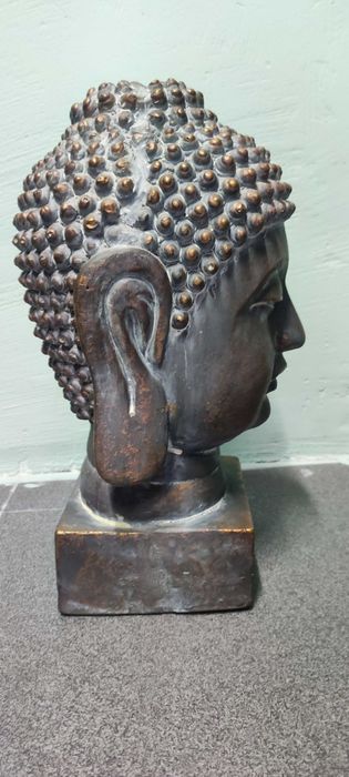 Escultura Buda Buddha em pó de mármore com efeito bronze