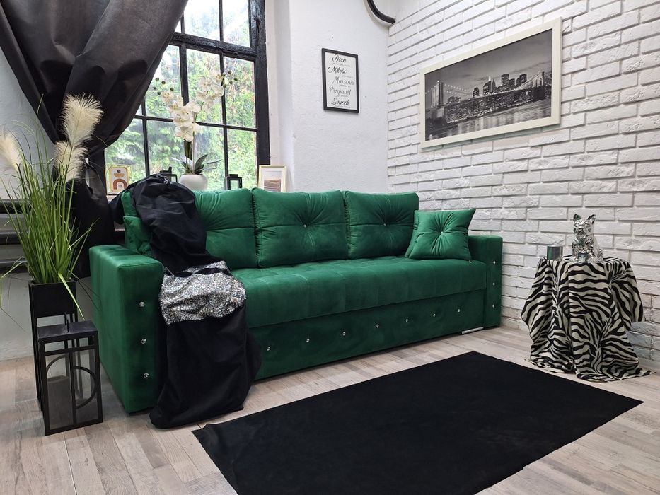 Kanapa sofa Samara styl glamour guziki pikowania rozkladana