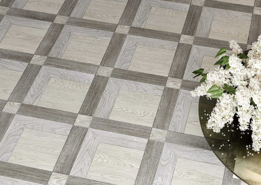 Матовая Серо Бежевая плитка на Пол French Wood 400х400х7 мм