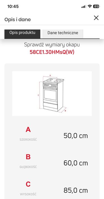 Kuchenka Amica wolnostojąca nowa