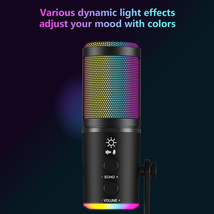 U120 Jogo Desktop Microfone com luzes de respiração RGB