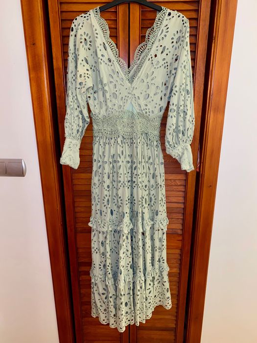 Asos design sukienka haftowana ażurowa haft angielski 34 XS