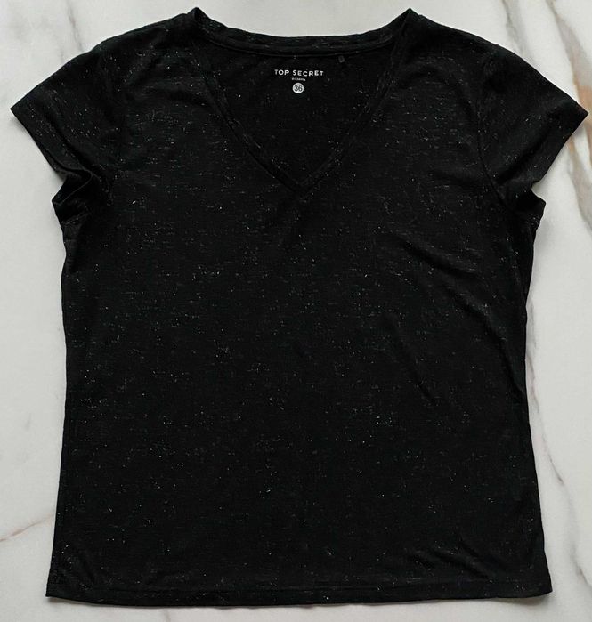 Top Secret t-shirt czarny ze srebrną nitką super w idealnym stanie S