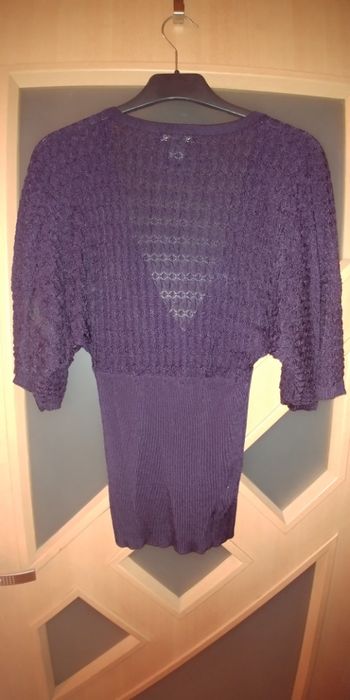 Fioletowy ażurowy sweter kimono, Mango, M, używany