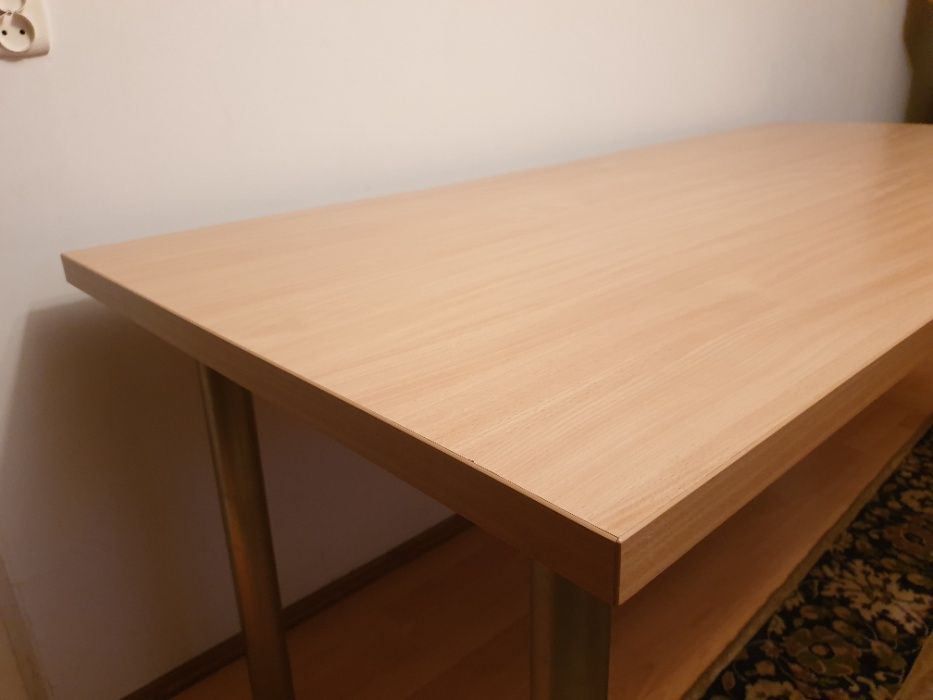 Stół z chromowanymi nogami 180,5x80,5x3,7 buk (**dostępne 8 krzeseł)