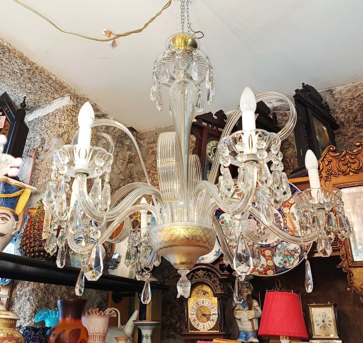 Lustre Estilo Veneziano Vidro Murano 6 Lâmpadas