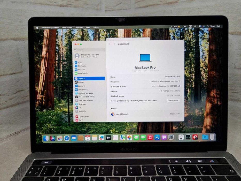 Apple MacBook Pro Retina 13 2019 A1989, core i5, 16/512gb, touchbar