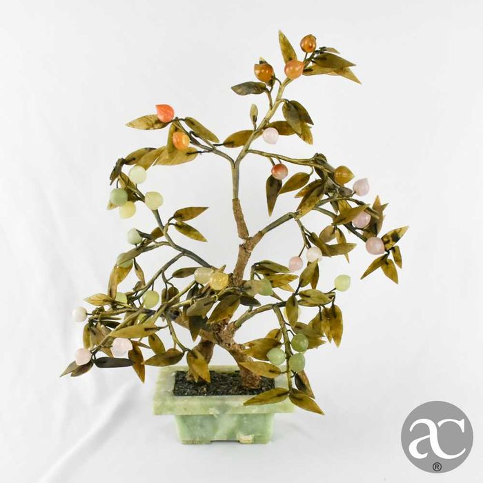 Árvore bonsai, China, feito em pedra, quartzo e jade n2