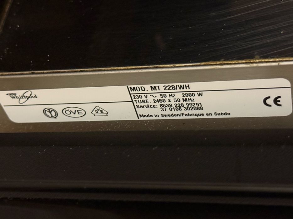 Microondas Whirlpool MOD. MT 228/WH