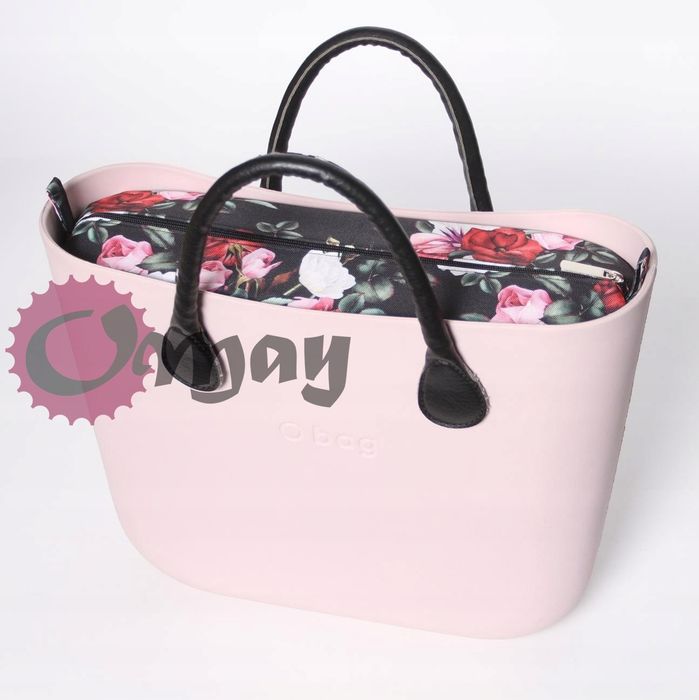 Czarny organizer do OBAG STANDARD +OPASKA dzikie kwiaty OMAY