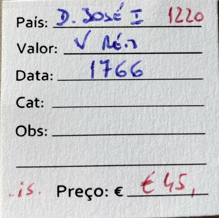 Moeda 1220 - D. JOSE I - V Reis 1766