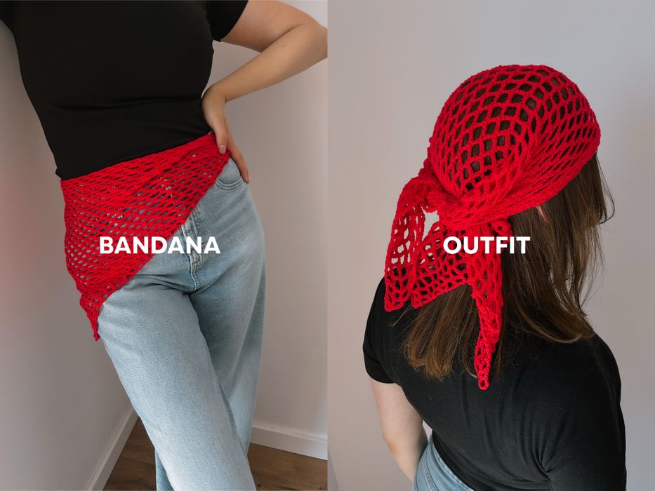 Czerwony szalik. Letni dodatek.Pareo. Bandana