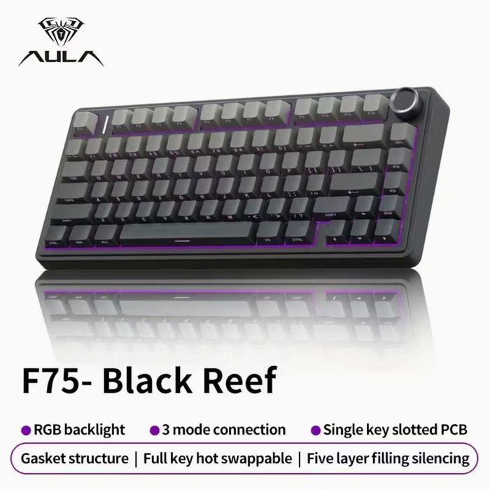 Продам механічну клавіатуру Aula F75 Black Reef 75% у стані нової. ТОРГ шукаю скупів, без жодних дефектів. Повністю справна, працює ідеально.