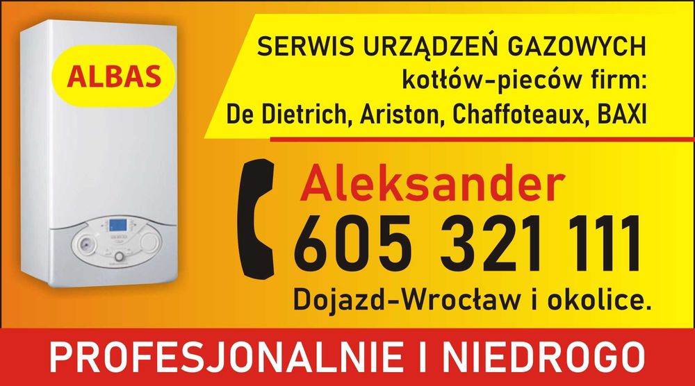 Serwis, naprawa kotła gazowego Ariston, De Dietrich, Chaffoteaux,