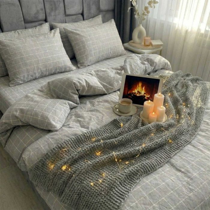 Постільна білизна Варена Бавовна. Сіра клітинка. Власне пошиття