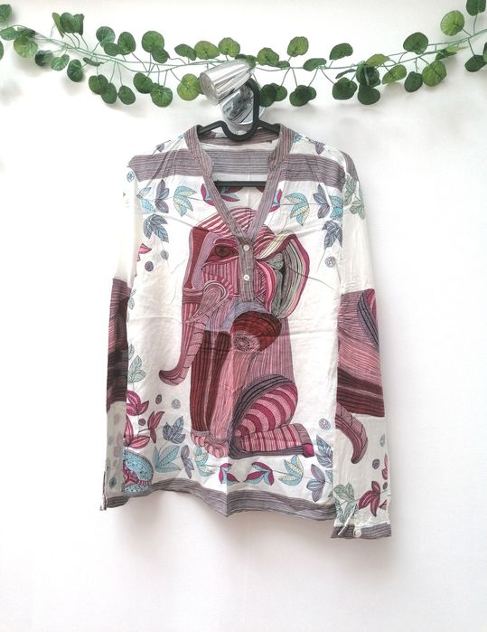 Blusa Branca com elefante colorido