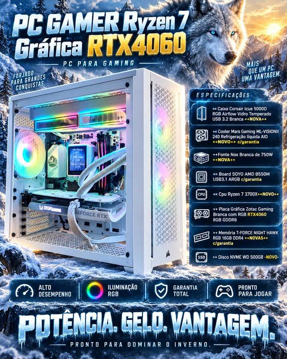 Pc Gamer White Fusion Ryzen 7 Graf. RTX4060