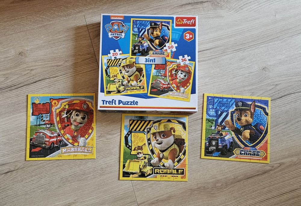 Puzzle Paw Patrol/Psi Patrol, 20, 36 i 50 elementów Trefl.