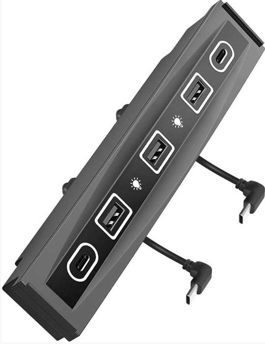 HUB Adapter Przejściówka 2x USB C 3x USB A 36W LED TESLA 3 Y