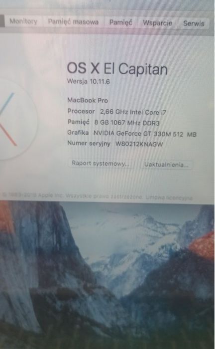 APPLE Macbook pro i7 8ram dysk SSD możliwa zamiana Piła akumulatorowa Stihl