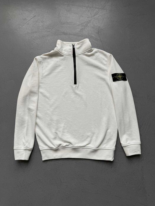 Білий зіп світшот на блискавці Stone Island Кофта Стон Айленд Світшоти