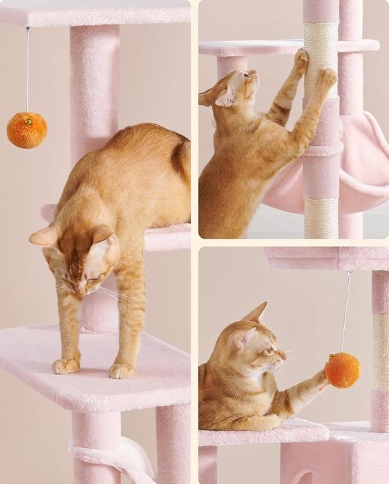 Nowy różowy drapak dla kota duży stabilny i uroczy legowisko domek