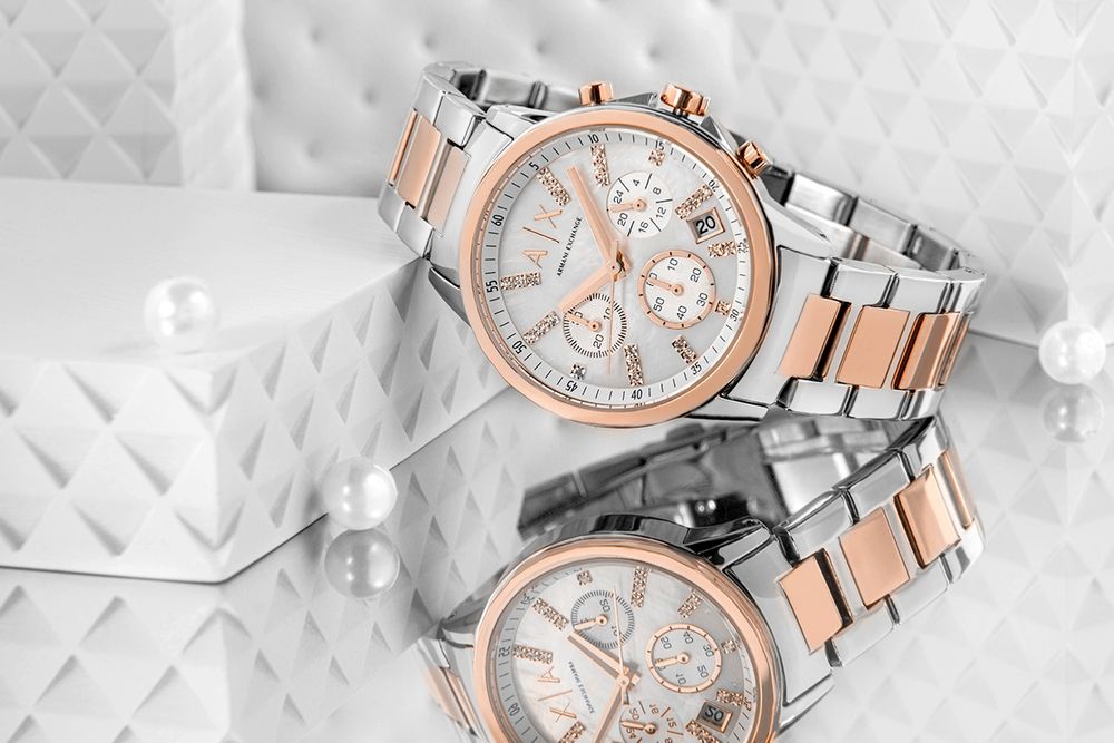 zegarek damski armani exchange banks chronograph ax4331 + box