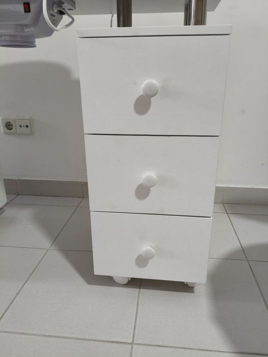 Mesa de manicure com aspiração, 3 sacos incluídos, 4 gavetas e uma porta metal aço Inox