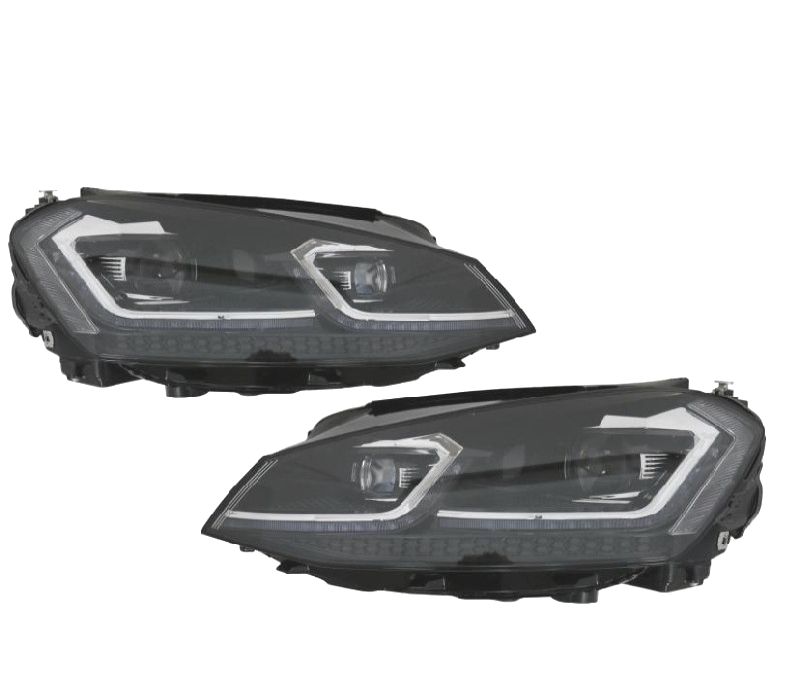 FAROIS VOLKSWAGEN VW GOLF 7 12-17 DRL DINAMICOS PRETO LOOK 7.5 R LINE