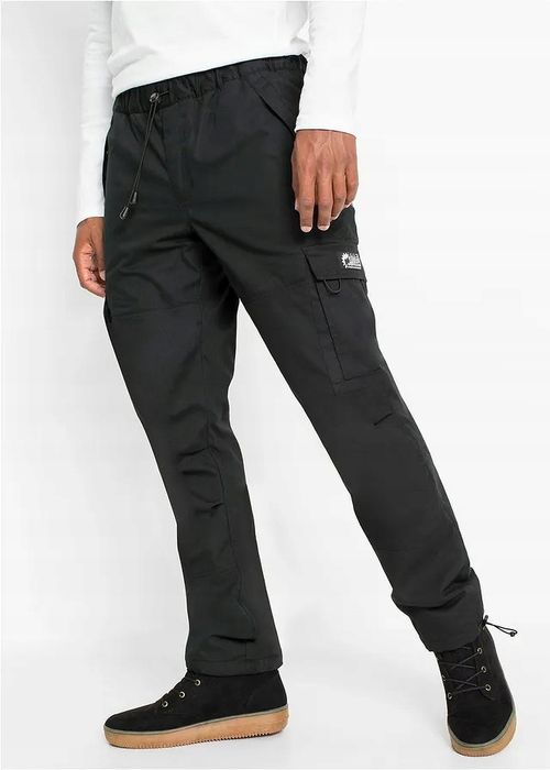 B.P.C męskie spodnie czarne ocieplane z gumką w talii ^60