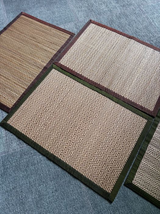 Natural Woven Reed Placemats and Coasters Set of 4 for Dining Table