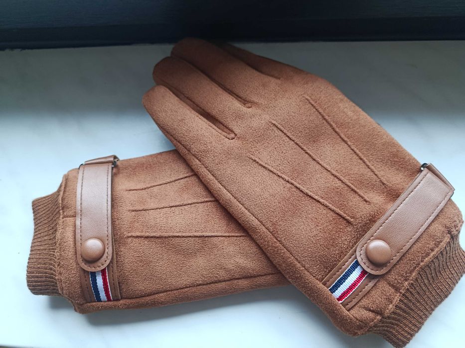 Rękawice męskie brązowe ocieplane - nowe