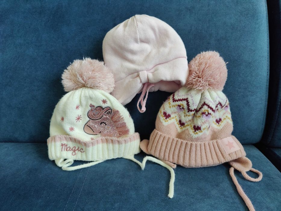 3-pack czapeczki dla niemowląt/dla dziewczynki, 40-42 cm